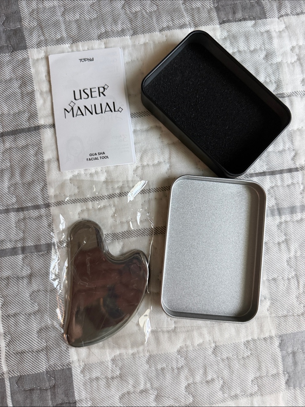 Stainless Steel Gua Sha Facial Tool with Metal Storage Tin